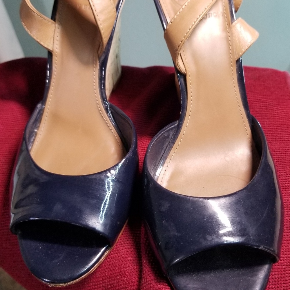 Tory Burch  leather blue  wedges  women's  shoes